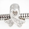 Sterling Silver Ribbon Lung Cancer Beads with Light Siam Austrian Crystal European Style