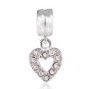 Sterling Silver Heart Dangle Charms with Clear Austrian Crystal
