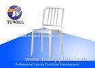 Indoor Waterproof Stackable Aluminum Navy Dining Chair With Brushed Aluminum