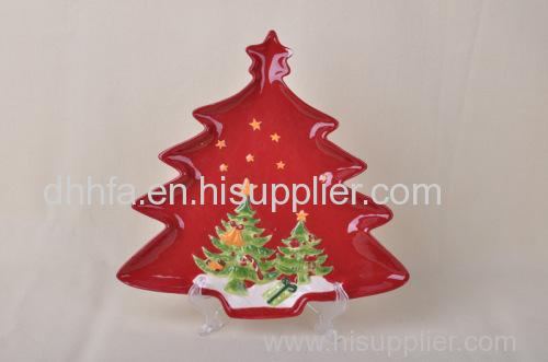 christmas hand-painted ceramic plate