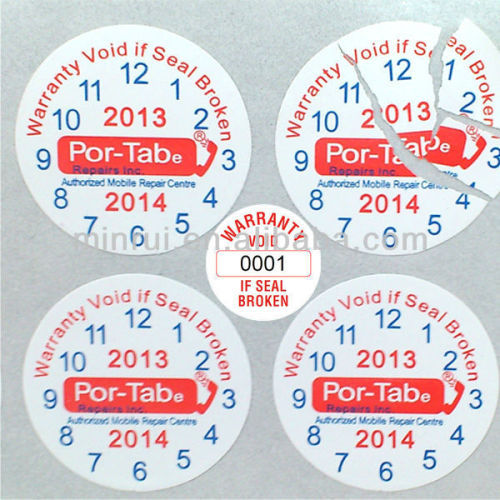 Custom any shap any size any color destructible tamper printable security sticker labels