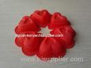 6 Cups Heart Non-toxic Red Silicon Cake Moulds For Valentines Day