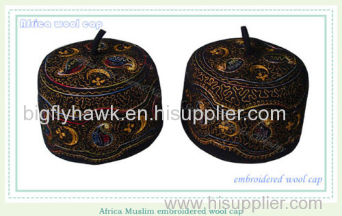 High quality Africa Muslim embroidered wool cap Handmade embroidery Boutique cap HQ001
