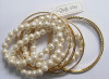 faux pearl and steel bangle set