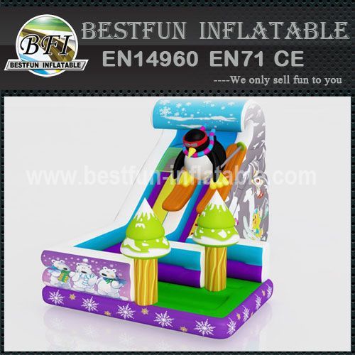 Penguin giant inflatable with slide