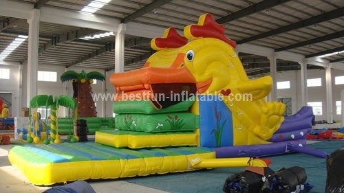 Inflatable amusement air fish slide
