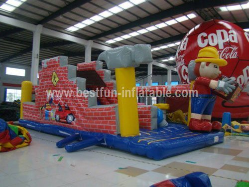 Newest Design Cartoon Builder Inflatable Slide