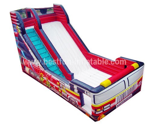 Water tank inflatable fire truck slide