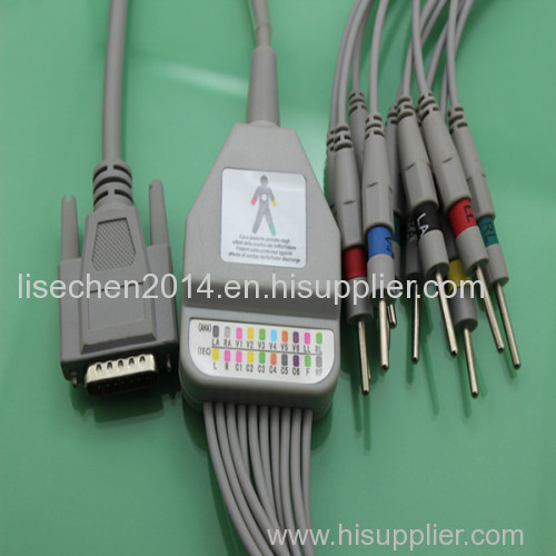 Nihon Kohden ekg cable with din3.0 10/12 lead ekg cable medical ecg ekg cable