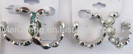 alloy beaded loop earrings