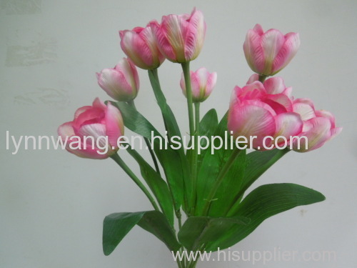 9 heads white satin tulip artificial bouquet flower