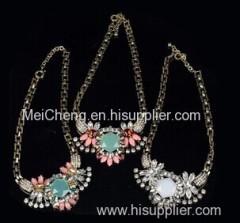 gem stone floral necklace