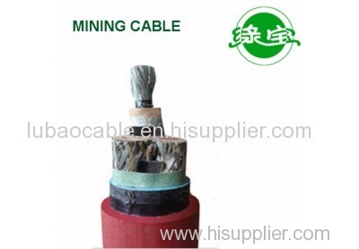 Metallic shielding flexible rubber cable with monitoring core for movable coal mining machines