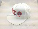 6 Panel White Cotton Snapback Baseball Caps Hats with 3D Embroidery