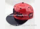 Red Black PU Leather Snapback Baseball Caps Hats with Raised 3D Embroidery