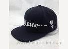 Black Acrylic Wool Snapback Baseball Caps Hat with Embroidery Letters