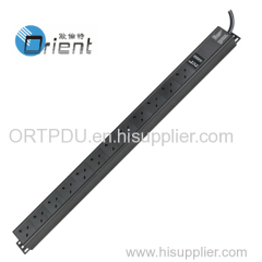 UK PDU 45 degree 12 outlet With Current and voltage display