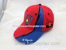 Embroidery Red Blue Cotton Baseball Cap with Antique Buckle Closure
