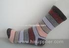 Ladies Winter Striped Wool Socks With Single Needle / Hand Link