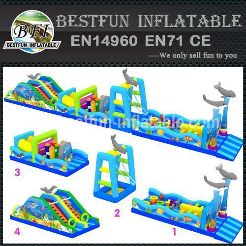 Children Playing Items Sea Themed Obstacle Course