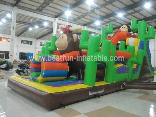 Lovely monkey inflatable obstacle course sport bouncy