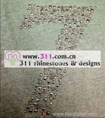 311 numbers hot-fix heat transfer rhinestone motif design 2