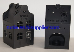 metal house shape candle holder