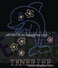 311 animal Dolphin hot-fix heat transfer rhinestone motif design