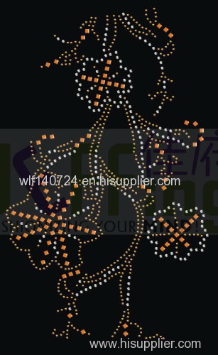 311Flower type maphot-fix heat transfer rhinestone motif design