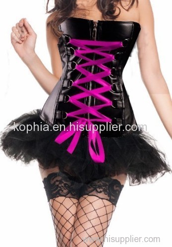 black tight leather bustier with skirt