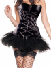 chain front black leather corset with tutu skirt