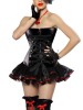 sexy tie front leahter corset dress