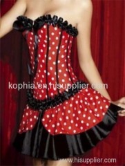 Sexy red corset with white dot