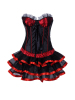 women black satin corset with pretty skirt