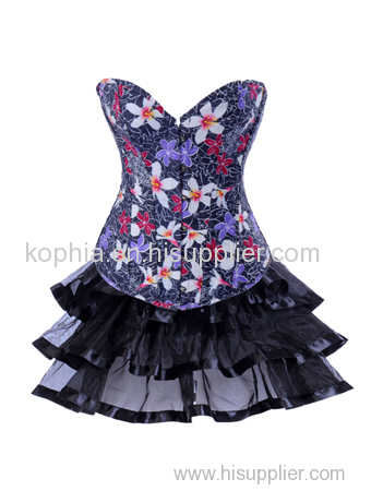 women floral corset with layered dress