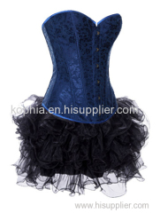 blue jacquard corset with muilt-layer skirt