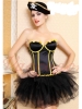 sexy black cotton corset with yellow strips