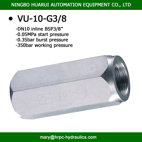 bsp 3/8 inch high pressure check valves hydraulic operated carbon steel check valve
