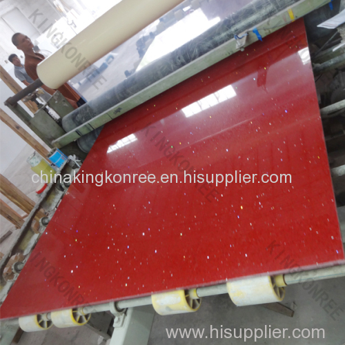 Red sparkle quartz stone slabs