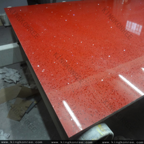 Red Artificial Quartz Stone Slabs For Table Top 12 - 30 mm Thickness