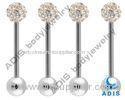 Women CZ Stone Crystal 14g Ferido Ball Tongue Piercing Jewelry