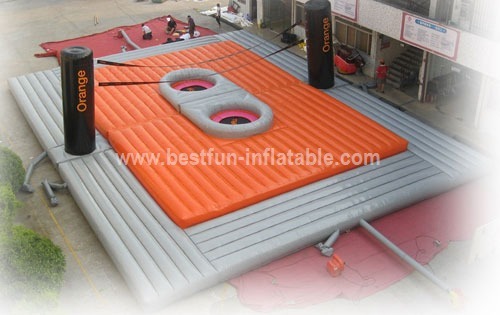 Inflatable bossaball game court