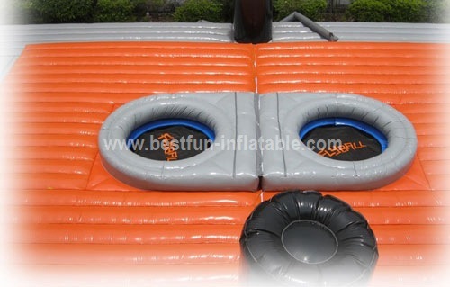 Inflatable bossaball game court