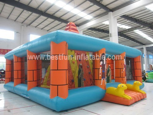 Interactive pyramid inflatable rock climbing wall