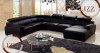 Black U Shape Leather Sofa
