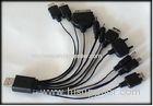 10 in 1 Black Universal USB Charger Cable Dual Charger Cable for Cell Phone / iPod