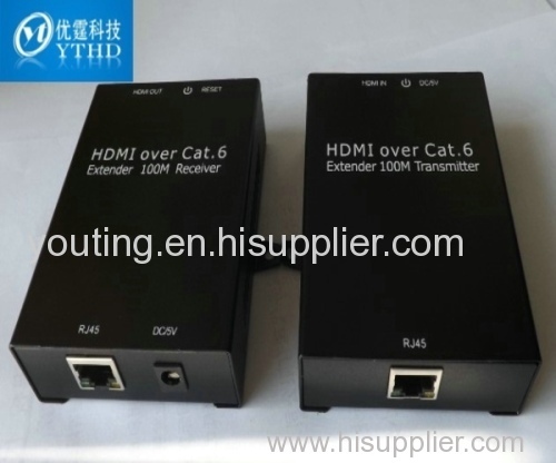 HDMI Extender ( Transmitter and receiver )up to 100m by single over cat6e/7  HDMI1.3b HDCP1.2 