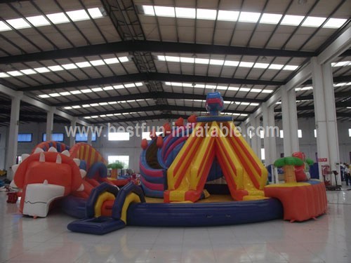 Dinosaurs inflatable water park with swimming pool