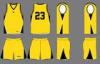 Yellow / Black / White Sublimated Basketball Uniforms Silk Screen