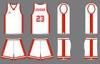 Custom White / Red Sublimated Basketball Uniforms Silk Screen